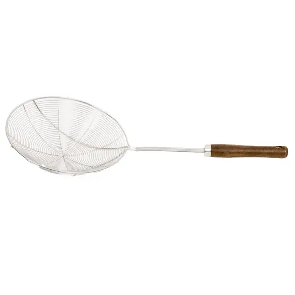Set 2 x Paleta Tip Strecuratoare, Inox, Diametru 20 cm, Maner de Lemn