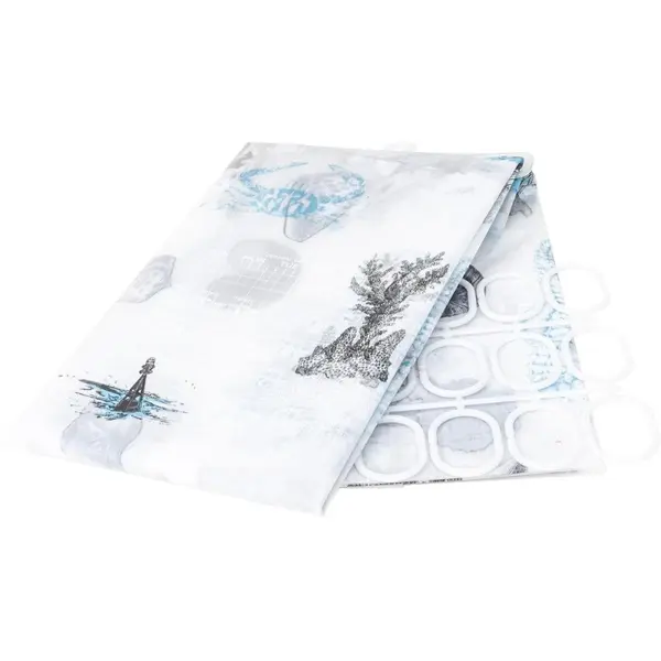 Set 2 x Perdea de Dus din Poliester, Panzata, 180 x 200 cm, Transparenta