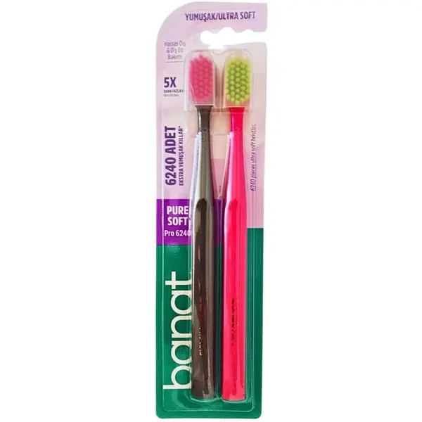 Set 2 x Periute de Dinti Banat Pro 6240 Soft, cu Peri Moi