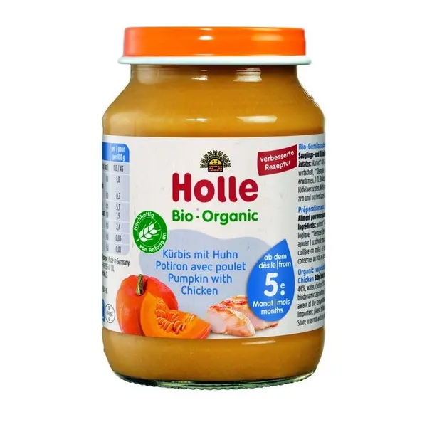Set 2 x Piure de Dovleac si Carne Pui Eco, Holle Baby, 190 g