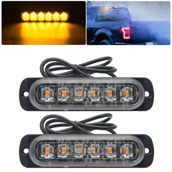 Set 2 x Stroboscop 6 LED, lumina portocalie