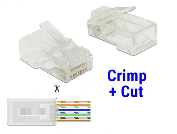 Set 20 buc mufe RJ45 cat 6 pentru fir solid UTP Crimp+Cut, Delock 86453