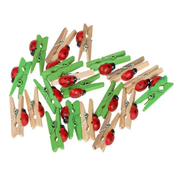 Set 20 carlige din lemn cu buburuze,3 cm