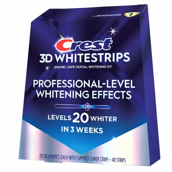 Set 20x Benzi Albirea Dintilor, Crest, 3D White, Professional-Level Whitening Effects, 10% Concentratie, Tratament 20 zile, 45 min, Nivel Albire 20
