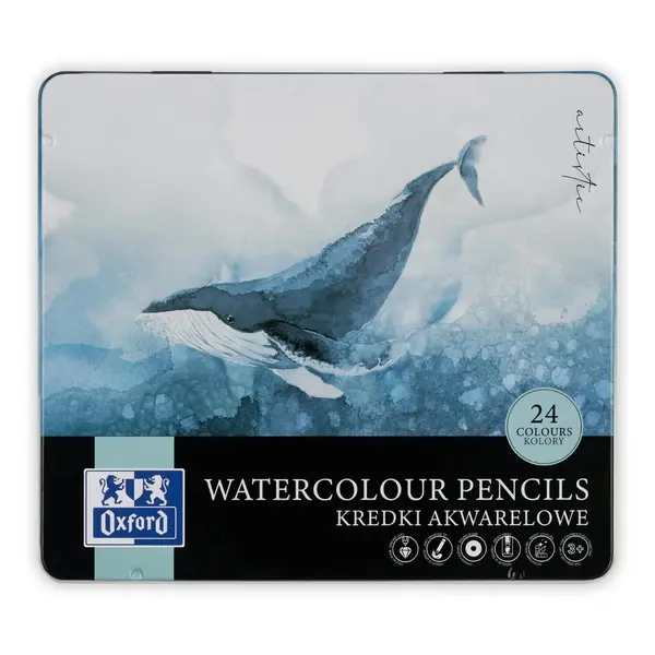 Set 24 creioane colorate in cutie de metal, Oxford, Watercolour