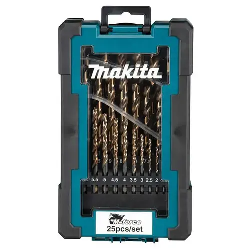 Set 25 burghie HSS M-Force 1-13mm Makita D-67599, cutie partial cauciucata