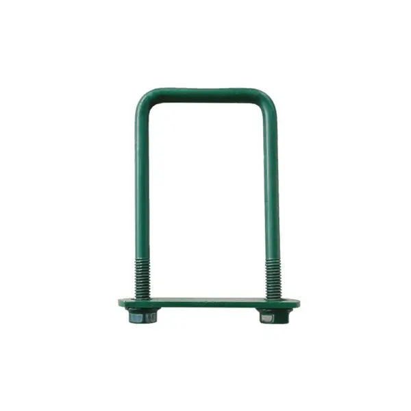 Set 25 x Brida Otel Rotund, 80 x 100 mm, Tip U, pentru Fixare Panouri Gard, Stalp Rectangular, Verde