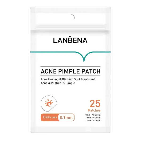 Set 25x Plasturi Anti-Acnee, Lanbena, cu Coloid Hidrofil din Arbore de Ceai, pentru Zi, 8x 8mm, 9x 10mm, 8x 12mm
