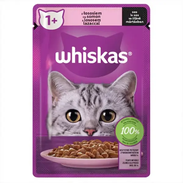 Set 28 buc x 85 gr Hrana umeda pentru pisici Whiskas cu somon in sos