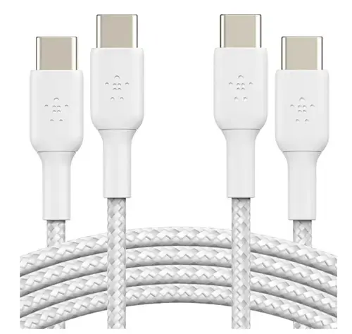 Set 2x Cablu Belkin Boost Charge Braided USB-C/USB-C 2m (Alb)