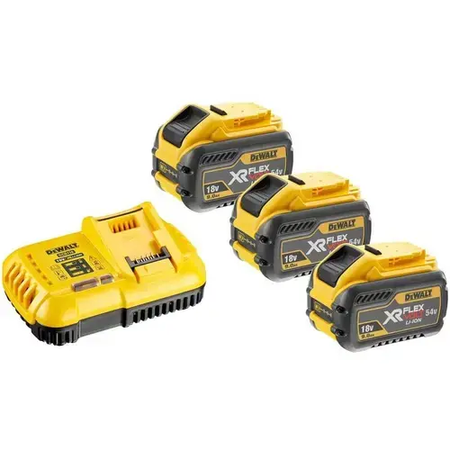 Set 3 acumulatori si incarcator DeWALT FlexVolt, 18V, 3x9.0Ah
