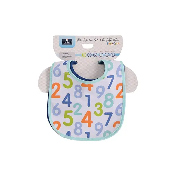 Set 3 bavete bumbac si peva 30 x 19 cm inchidere cu banda velcro baietei