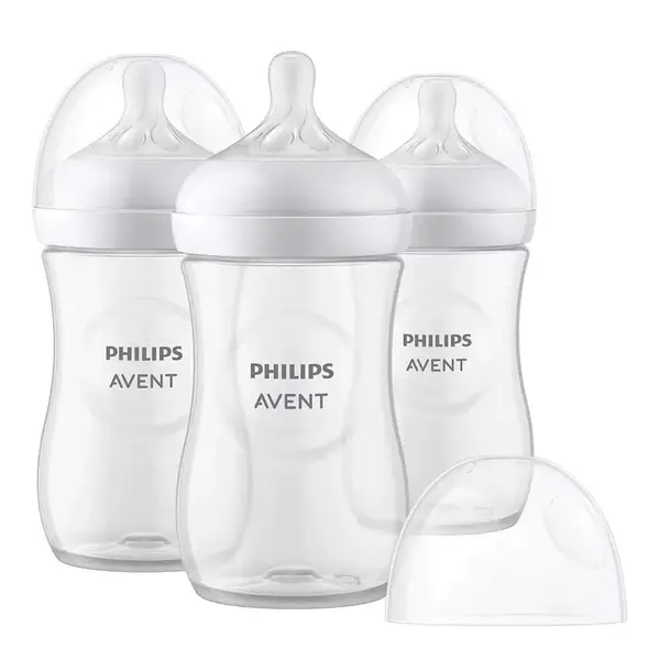 Set 3 biberoane cu tetina silicon Avent Natural Response 260 ml 3-6 luni