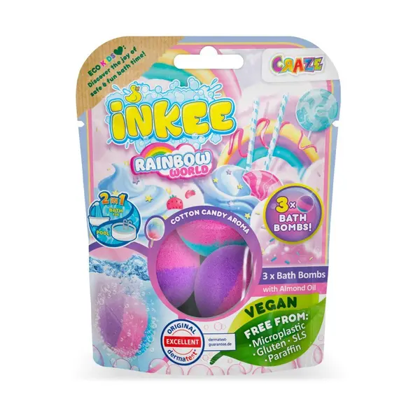 Set 3 bile de baie Craze Inkee curcubeu parfumat