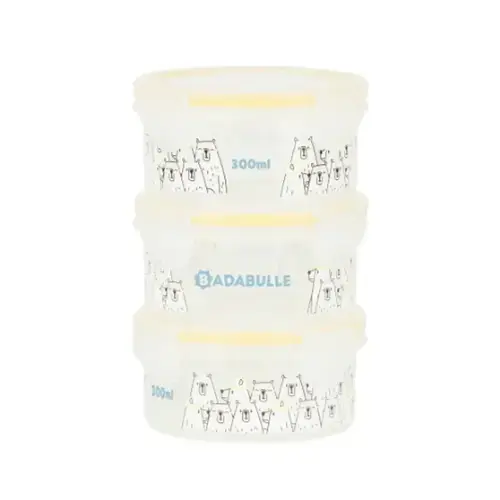 Set 3 boluri ermetice Maxi 300 ml, pentru pastrarea hranei, Badabulle