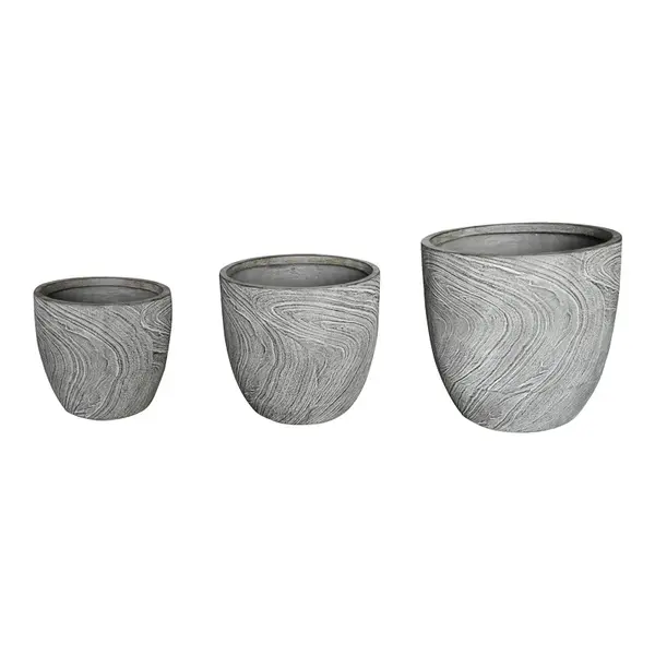Set 3 buc. ghivece decorative, Anthea, Gri, 44x44x43 cm