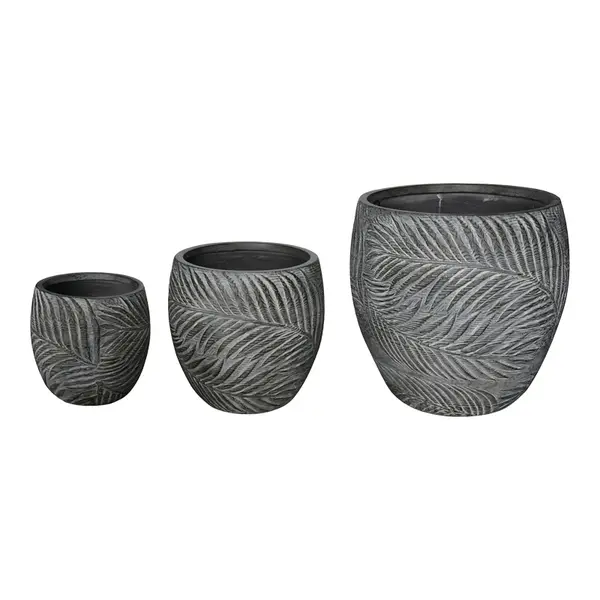 Set 3 buc. ghivece decorative, Dortu, Gri inchis, 56x56x55 cm