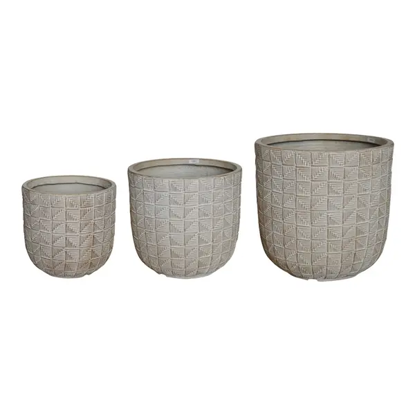 Set 3 buc. ghivece decorative, Kallena, Bej, 44.5x44.5x43.5 cm