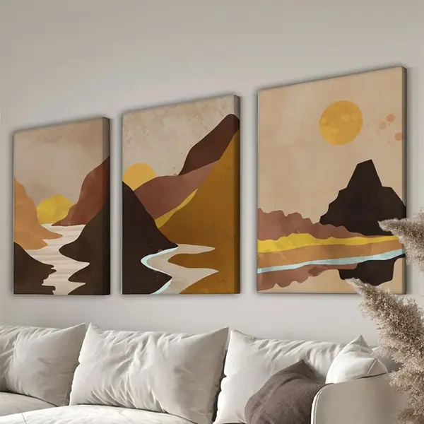 Set 3 buc. tablouri cu rama, Elthar, Multicolor, 50x2002x70 cm