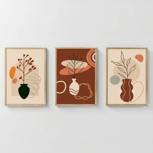 Set 3 buc. tablouri cu rama, Nyra, Multicolor, 33x1.5x48 cm