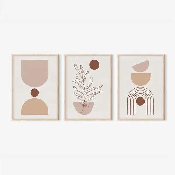 Set 3 buc. tablouri cu rama, Stijo, Multicolor, 33x1.5x48 cm