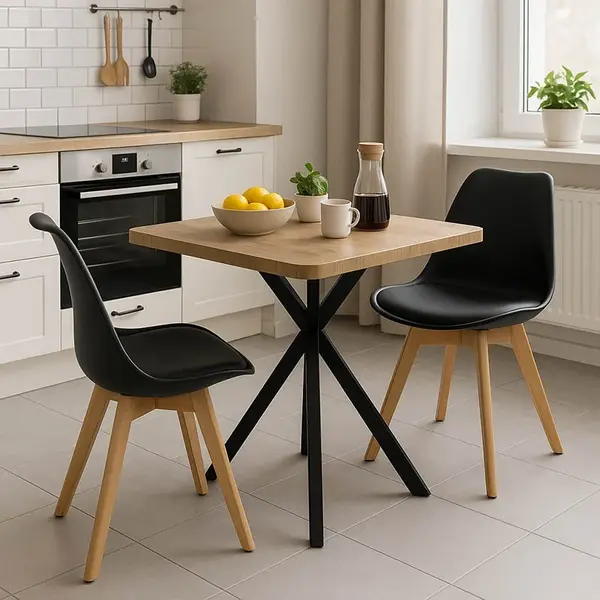 Set 3 bucati masa si scaune dining, Gaston, Prestone, Bej, 70x70x75 cm