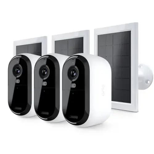 Set 3 camere de securitate pentru exterior Arlo VMK3350-100EUS Essential Gen.2, 2K, 3 incarcatoare solare (Alb)