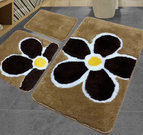Set 3 Covorase de Baie Flower Bej (Acryl)