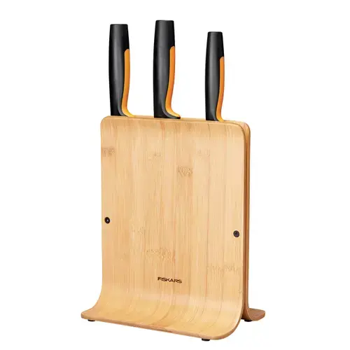 Set 3 cutite Fiskars Functional Form cu suport din bambus