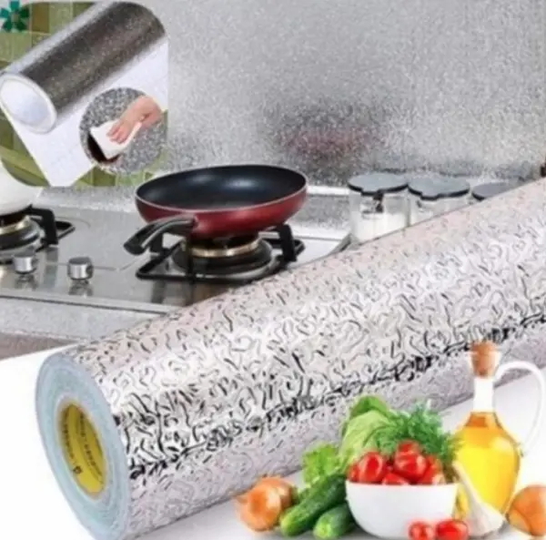Set 3 Folii Autocolante Aluminiu Bucatarie Silver 40x500cm sau 60x300cm 60*300cm