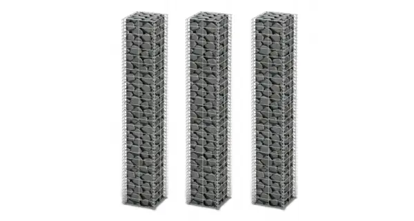Set 3 gabioane din sarma galvanizata 25 x 25 x 150 cm