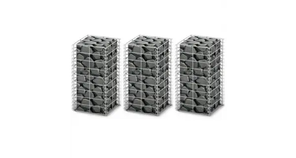 Set 3 gabioane din sarma galvanizata 25 x 25 x 50 cm
