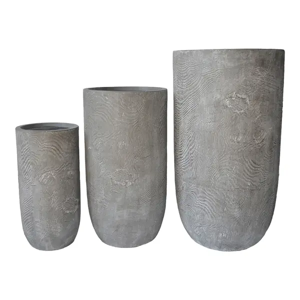 Set 3 Ghivece Ceramice Retaila, Stil Antic Gri, Ceramică, Variate, 44x44x79 cm