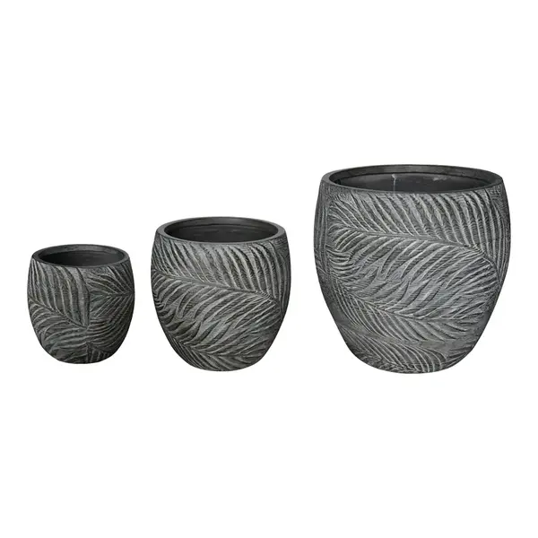 Set 3 ghivece Dortu, stil antic, ceramică, gri, 56x56x55 cm