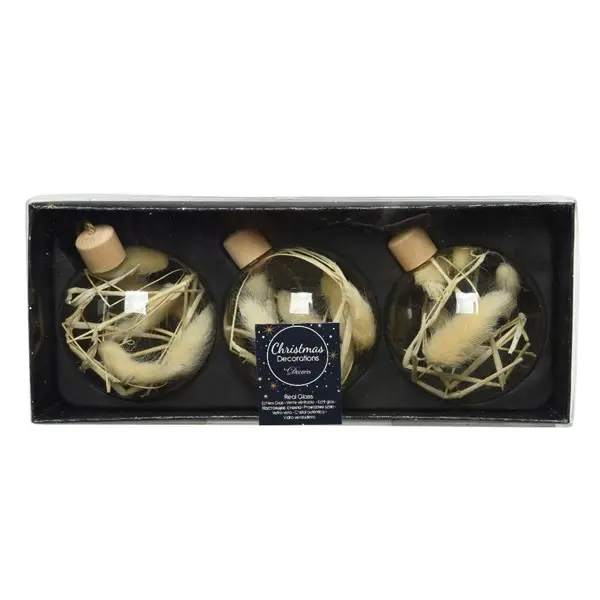Set 3 globuri - Glass Dried Grasses Inside | Kaemingk