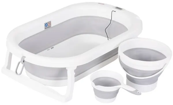 Set 3 în 1 Chipolino - Cadă pliabilă, găleată și recipient pentru udare, Bubble Spa, gri