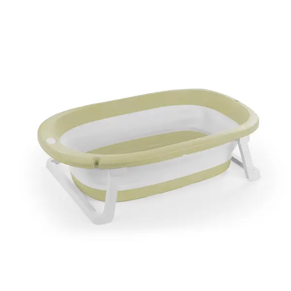 Set 3 in 1 cu cadita pliabila, cana si galeata pentru clatire verde eco, materiale non-toxice, fara BPA, 6 luni+
