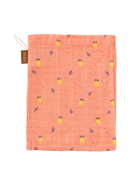 Set 3 manusi de muselina pentru baie model Summer Fruit