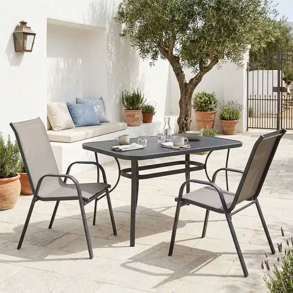 Set 3 masa si scaune gradina, Calan, Antracit, 70x120x70 cm