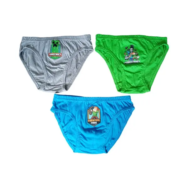 Set 3 perechi chiloti baieti, multicolor, 100% bumbac, Happy, Minecraft Engros