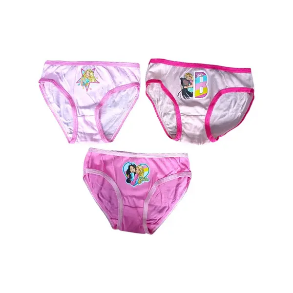 Set 3 perechi chiloti fete, multicolor, 100% bumbac, Happy, Barbie Engros