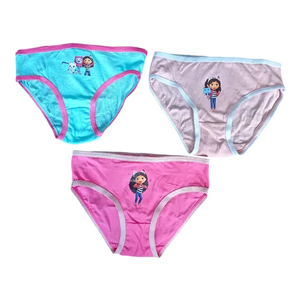 Set 3 perechi chiloti fete, multicolor, 100% bumbac, Happy, Gabby s Dollhouse Engros