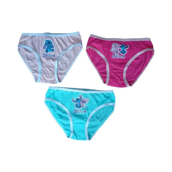 Set 3 perechi chiloti fete, multicolor, 100% bumbac, Happy, Stitch Engros