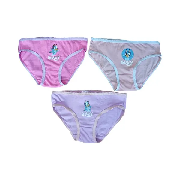 Set 3 perechi chiloti fete, roz, 100% bumbac, Happy, Bluey Engros
