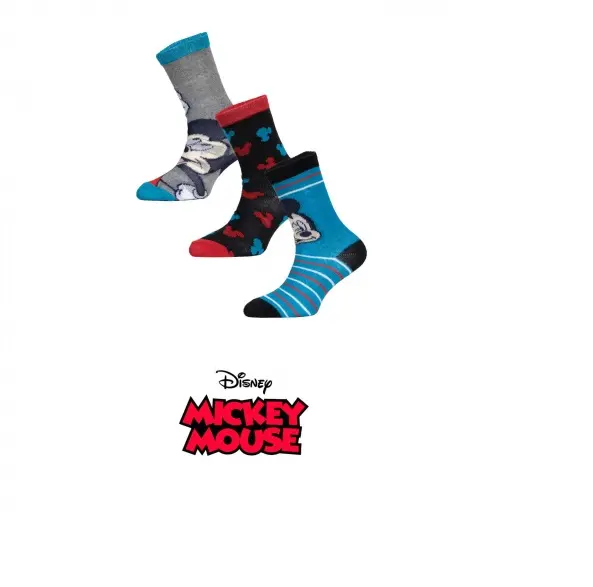 Set 3 perechi sosete baieti, albastru negru gri Disney, Mickey Mouse Engros