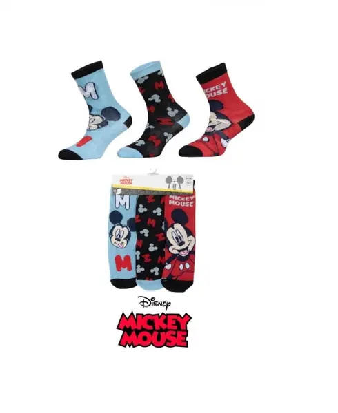 Set 3 perechi sosete baieti, albastru negru rosu Disney, Mickey Mouse Engros