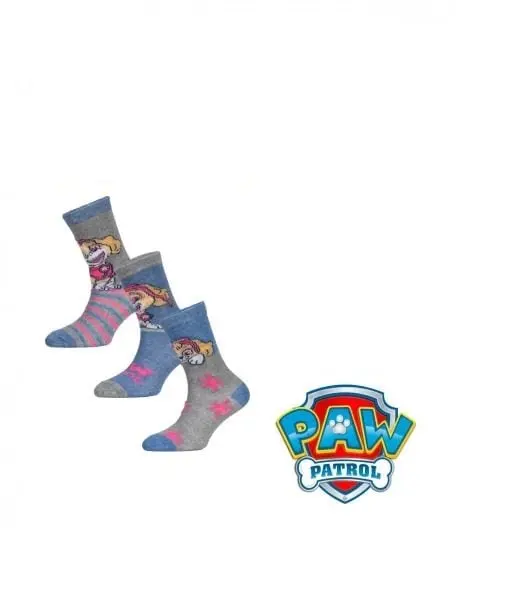 Set 3 perechi sosete fete, gri albastru, Paw Patrol Engros