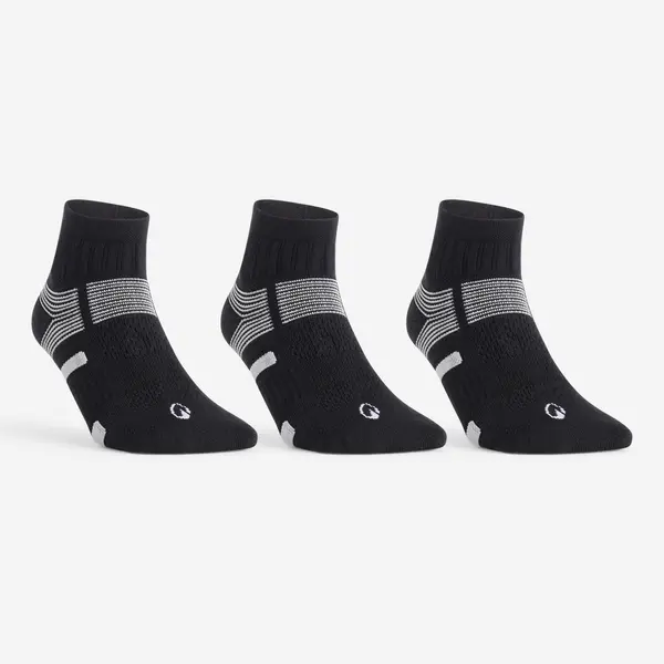 Set 3 Perechi Şosete Mid Tenis RS560 Negru-Gri Adulți