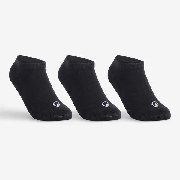 Set 3 Perechi Şosete Scurte Tenis RS100 Negru Copii