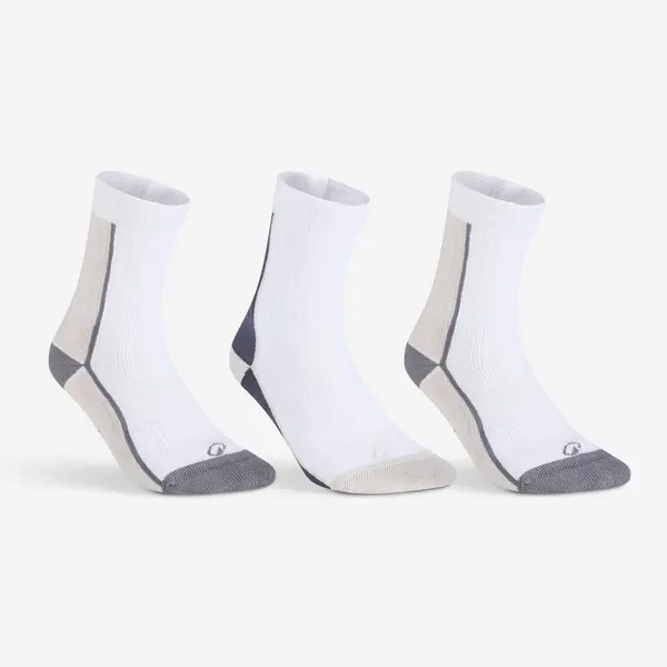 Set 3 perechi Șosete sport lungi cu model în carouri RS 500 albastru bej